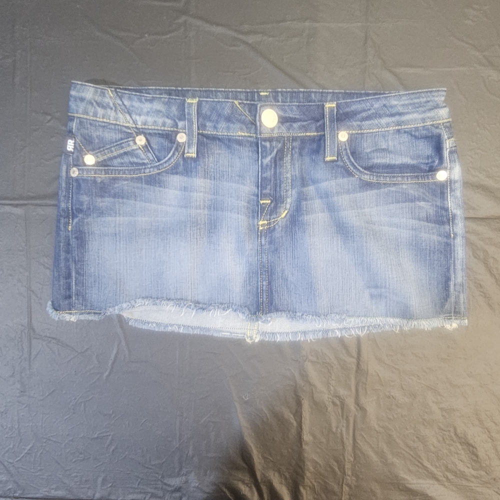Rock & Republic Blue Frayed Mini Skirt